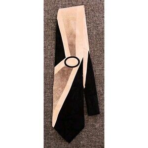 Tie 70s 80s 90s Y2K New Vintage Stock Andrini Black Beige 58 Inches